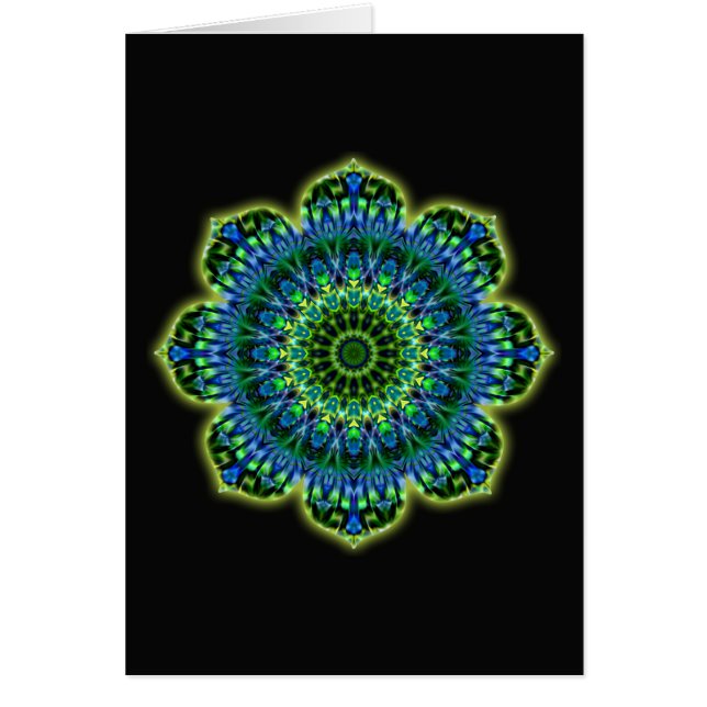 Mandala grön blå | svart hälsningskort (Framsidan)