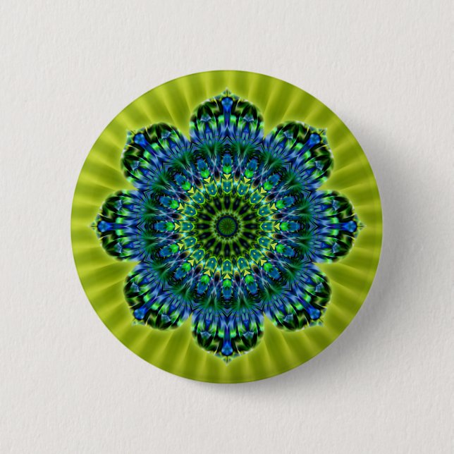 Mandala grönt blue | ljusgrön blomma knapp (Framsida)