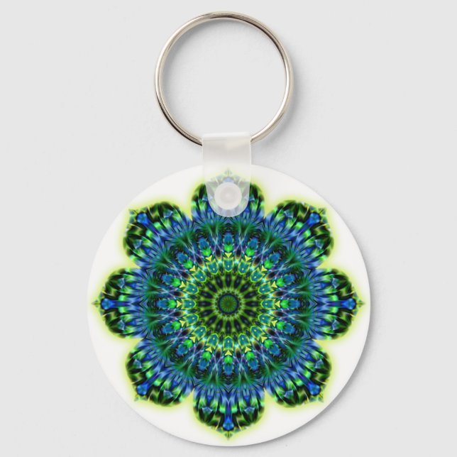 Mandala grönt blue nyckelring (Framsida)