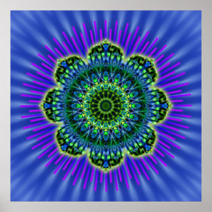 Mandala grönt blue royal blomma poster