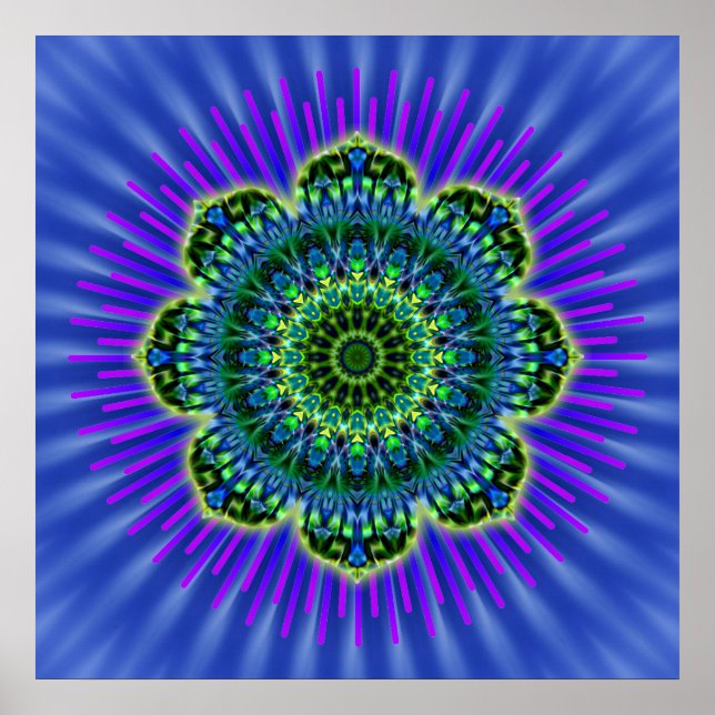 Mandala grönt blue | royal blomma poster (Framsidan)