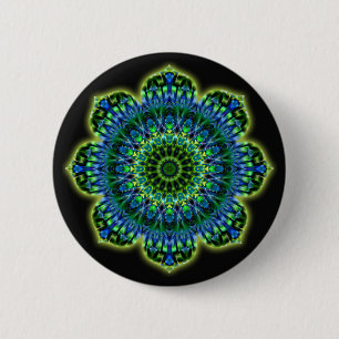 Mandala grönt blue Svart Knapp