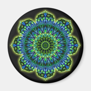 Mandala grönt blue Svart Magnet