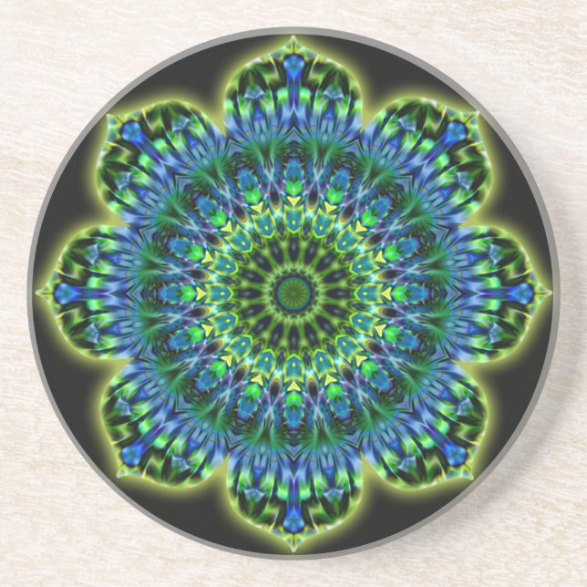 Mandala grönt blue | Svart Underlägg (Framsidan)