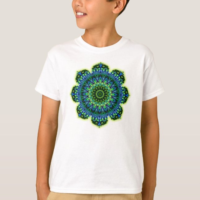 Mandala grönt blue tee shirt (Framsida)