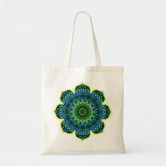 Mandala grönt blue tygkasse (Framsidan)