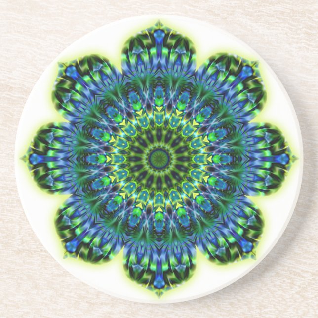Mandala grönt blue underlägg sandsten (Framsidan)