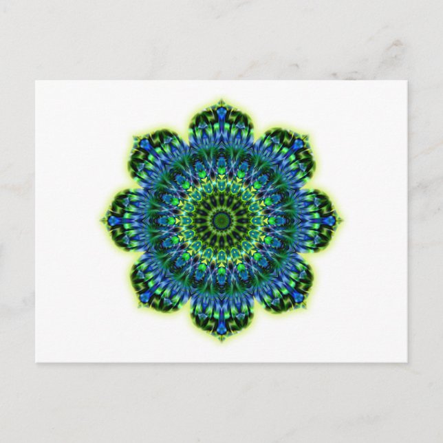 Mandala grönt blue vykort (Framsida)