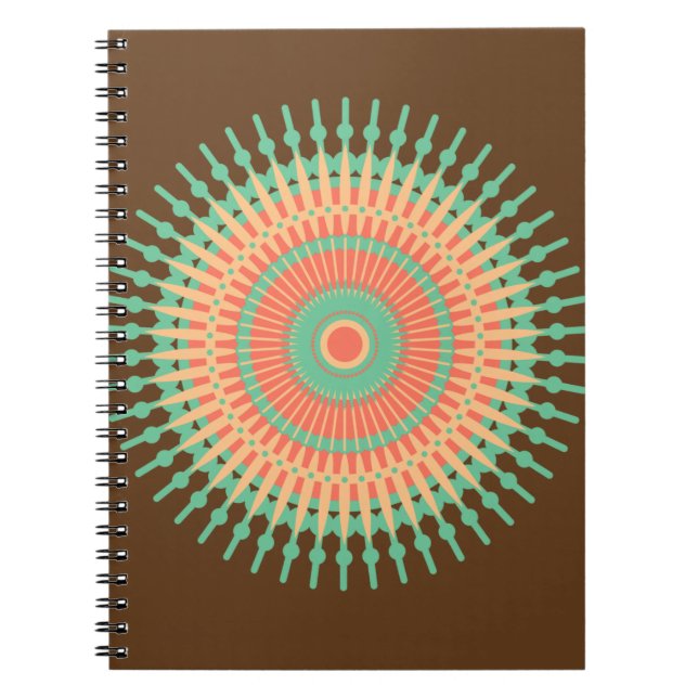 Mandala-grönt, orange indisk anteckningsbok (Framsidan)