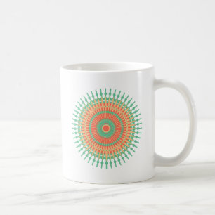 Mandala-grönt, orange indisk kaffemugg