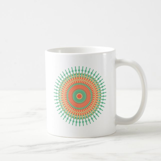 Mandala-grönt, orange indisk kaffemugg (Höger)