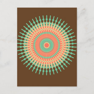 Mandala-grönt, orange indisk vykort