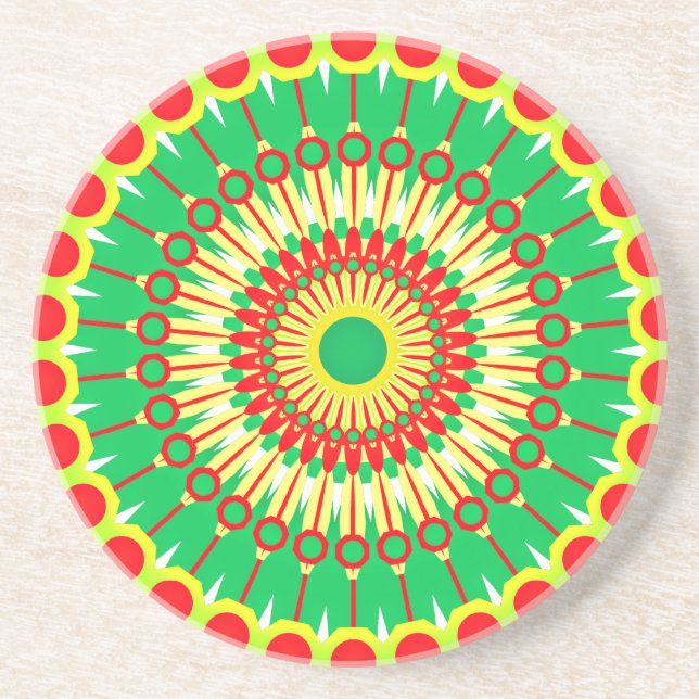 Mandala Grönt Red Circle Design-58577 Underlägg (Framsidan)