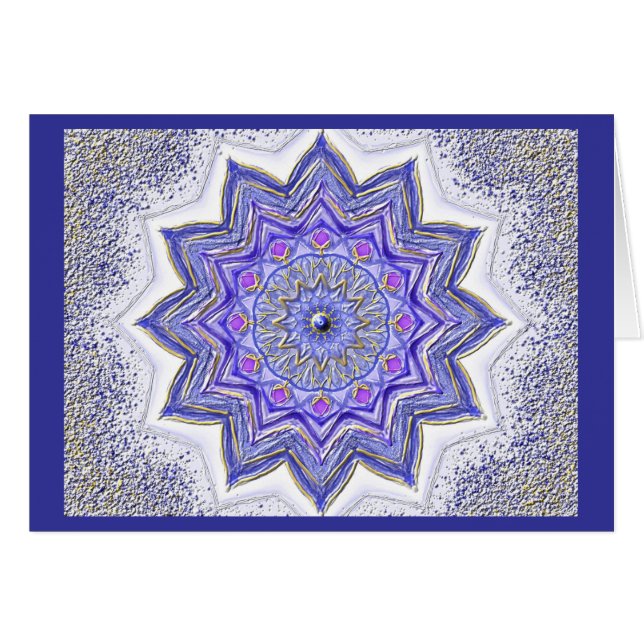 Mandala-Grußkarte 09 I-M Blau Hälsningskort (Framsidan Horizontal)