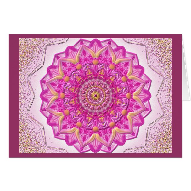 Mandala-Grußkarte 12 I-M Magenta Hälsningskort (Framsidan Horizontal)