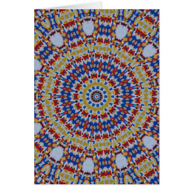 Mandala gul blå hälsningskort (Framsidan)