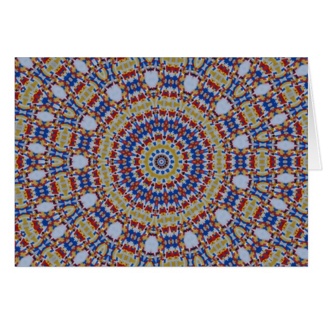 Mandala gul blå hälsningskort (Framsidan Horizontal)