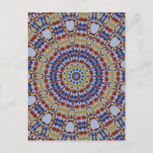Mandala gul blå vykort