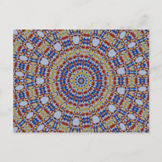Mandala gul blå vykort (Framsida)