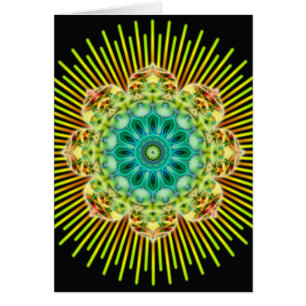 Mandala gul grön svart hälsningskort