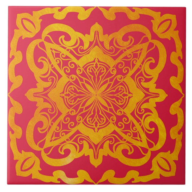 mandala,guld,barock,elegant keramisk kakel (Framsidan)