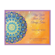 Mandala Guld Blue Lila Flower Yoga Business