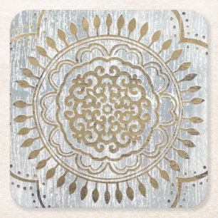 Mandala Guld Design Underlägg Papper Kvadrat