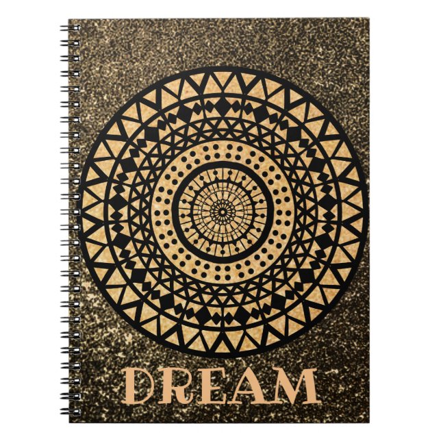 Mandala Guld Dream-tankeflykt Journal Bok Anteckningsbok (Framsidan)