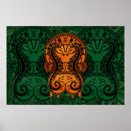 Mandala guld Dreamcatcher Seahästkonst art Poster