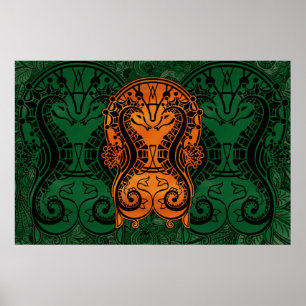 Mandala guld Dreamcatcher Seahästkonst art Poster