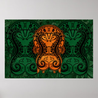Mandala guld Dreamcatcher Seahästkonst art Poster