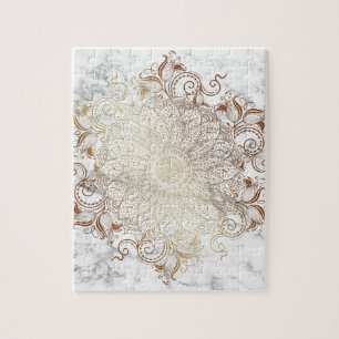 Mandala - guld & marmor pussel