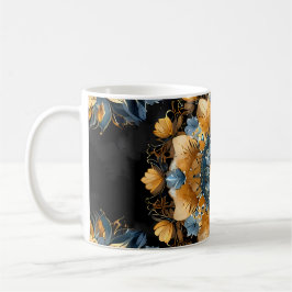 Mandala Guld & Silver Blue Löv Kaffemugg