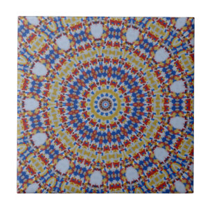 Mandala gult blue kakelplatta