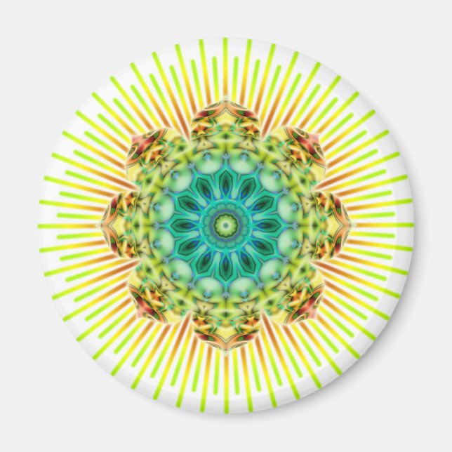 Mandala gult grönt | gör en egen bakgrund magnet (Framsidan)