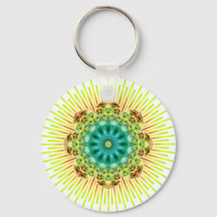 Mandala gult grönt   gör en egen bakgrund nyckelring