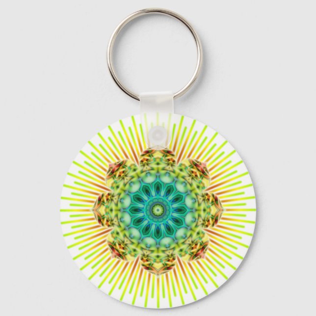 Mandala gult grönt | gör en egen bakgrund nyckelring (Framsida)