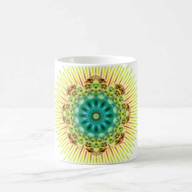 Mandala gult grönt kaffemugg (Center)