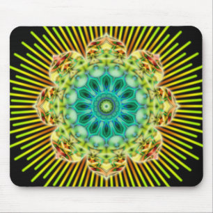 Mandala gult grönt Svart Musmatta