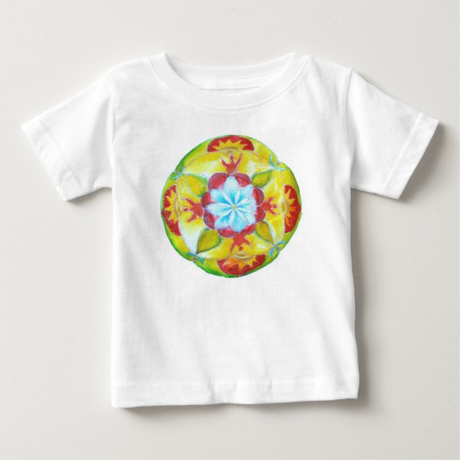 Mandala <Gult Rund handmålad mandala Tröja (Framsida)
