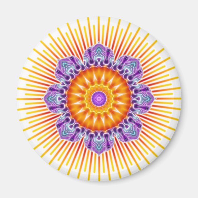 Mandala gult violet magnet (Framsidan)