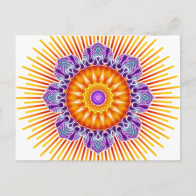 Mandala gult violet vykort (Framsida)