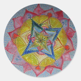 Mandala Hand målade klassiskt Round Sticker, Gloss Runt Klistermärke