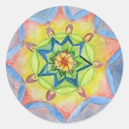 Mandala Hand målade Sticker Runt Klistermärke