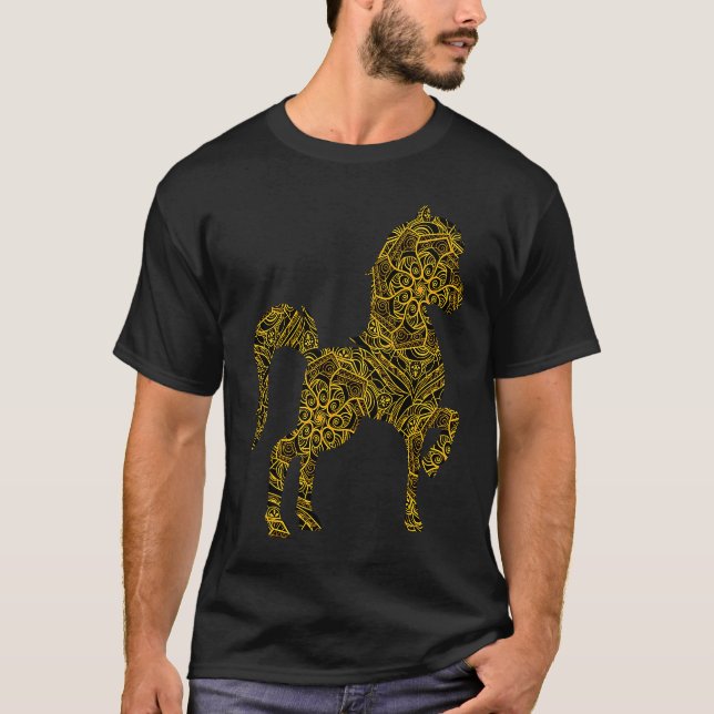 Mandala hästkapplöpning och avel t shirt (Framsida)