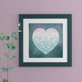 Mandala Heart Celestial Print Poster
