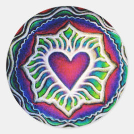 Mandala Heart Sticker Runt Klistermärke