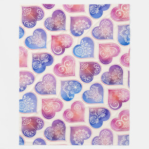 Mandala Hearts Mönster Fleecefilt