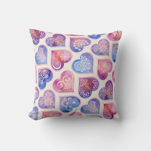 Mandala Hearts Mönster Kudde (Framsida)