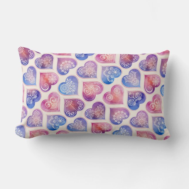 Mandala Hearts Mönster Lumbarkudde (Framsida)